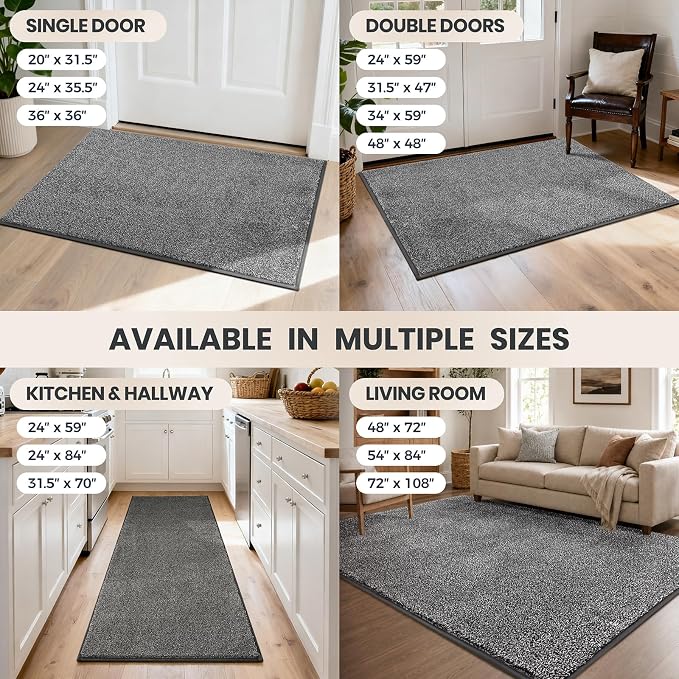 PURRUGS Dirt Trapping Door Mat 34" x 59", Non-Slip Machine Washable Entryway Rug - Image 9