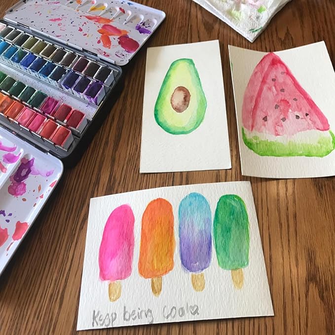 Watercolor Paint set, 36 Colors Premium Solid Watercolor Half Pans in Tin Box, 1 refillable Water Brush Pen, Art Pigment Kit Perfect for Artists Students Kids Beginners and Art Lovers