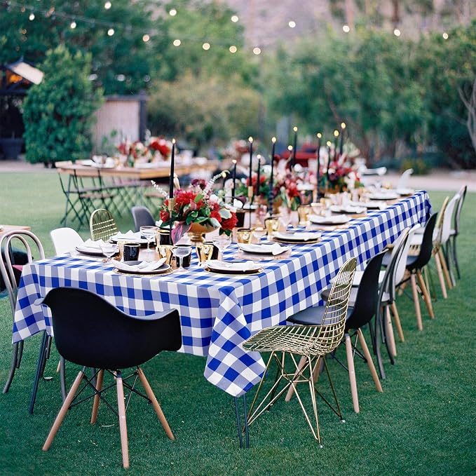 Royal Blue Checkered Tablecloth Rectangle - Image 7