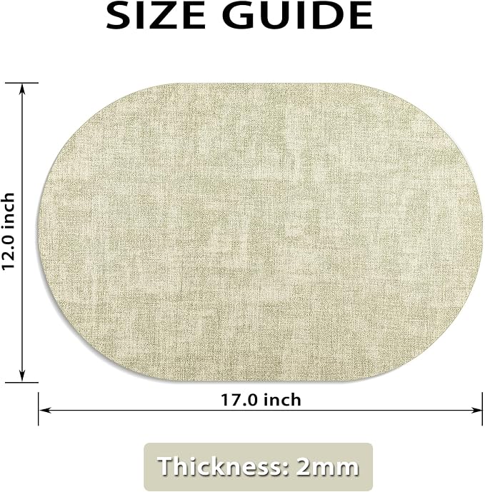 Placemats Set of 4-17" x 11.8" Waterproof & Heat Resistant Oval Place Mats - Image 6