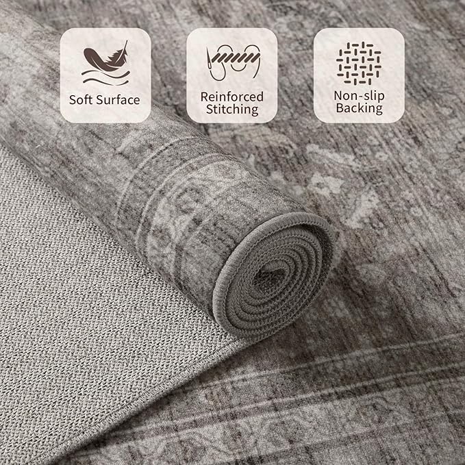 Rugxara Entryway Rug Door Mat, Washable Samll 2x3 Rug, Boho Grey Front Door Mat - Image 8