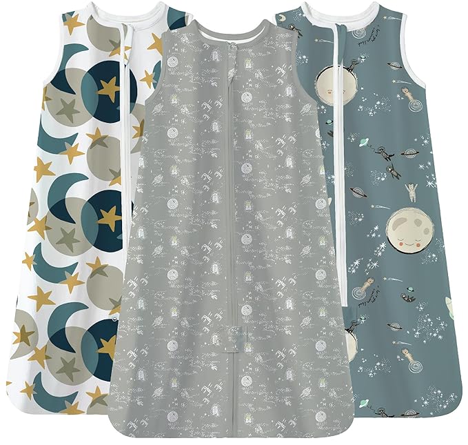 TotAha Sleep Sack 6-12-15 Months 3-Pack,Stretchy,Buttery Soft Swaddle Transition Sleeping Bag,Light Baby Wearable Blanket with 2-Way Safe Zippers for Boys and Girls, 0.5 TOG