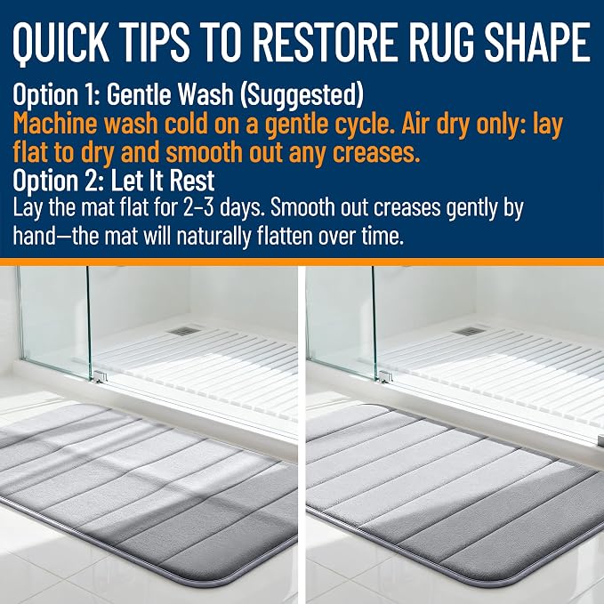 OLANLY Memory Foam Long Bathroom Rugs Runner 70x24, Super Soft Absorbent Bath - Image 3