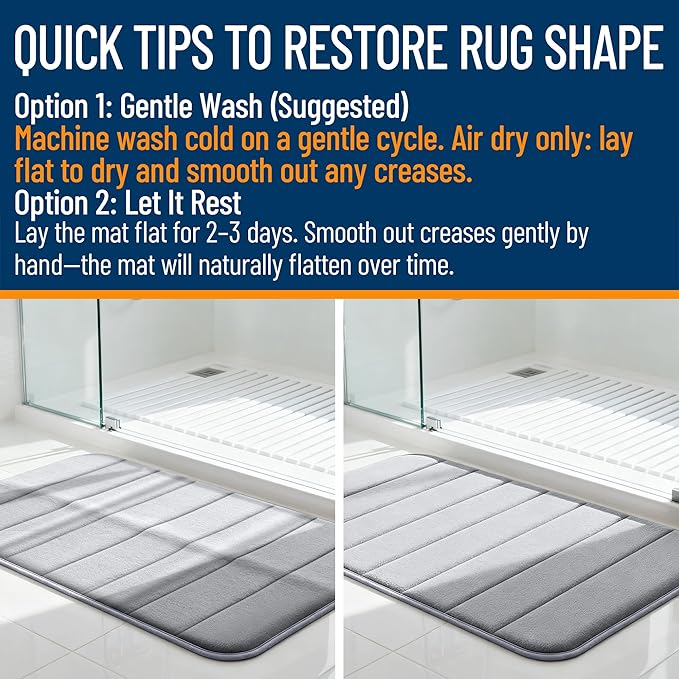 OLANLY Memory Foam Bath Mat 70x46, Super Soft Absorbent Bathroom Rugs, Quick Dry - Image 3