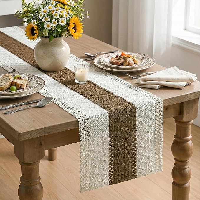 Artoid Mode Coffee Farmhouse Rustic Table Runner 12x90 Inch | Seasonal Holiday - Image 4