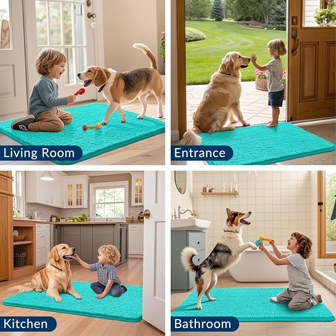 Smiry Dog Door Mat for Muddy Paws 44x32, Absorbent Dirt Trapper, Non-Slip - Image 7