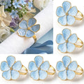 Patelai Set of 12 Blue Flower Napkin Rings Bulk Gold Napkin Ring Holders | by Patelai