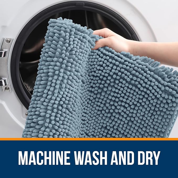 OLANLY Bathroom Runner Rugs 70x24, Soft Absorbent Chenille Bath Rugs, Rubber - Image 5