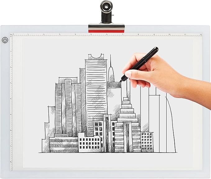 LED Tracing Light Box, Ultra-Thin Light Pad with Adjustable Brightness, Includes USB Cable, Adapter, Tracing Paper, and Clip. Portable Drawing Pad and LED Board for Sketching, Cricut Projects, Art