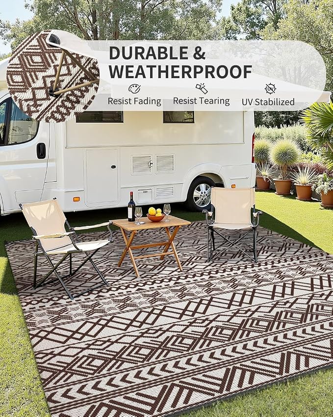 MontVoo Outdoor Rug Carpet Waterproof 5x8 Outdoor Patio Rug Mat Reverisble - Image 3
