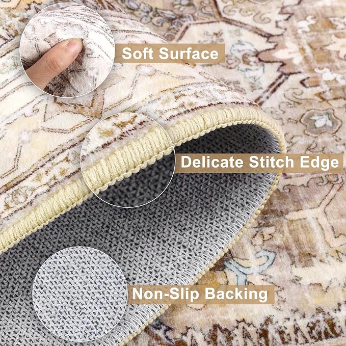 Yamaziot Washable Runner Rug, 2x10 Non-Slip Boho Vintage Hallway Rug Runner - Image 4