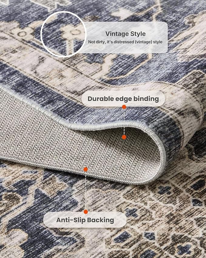 AMADA HOMEFURNISHING 2'6"x8' Washable Area Rug, Low-Profile Entryway Rug - Image 7