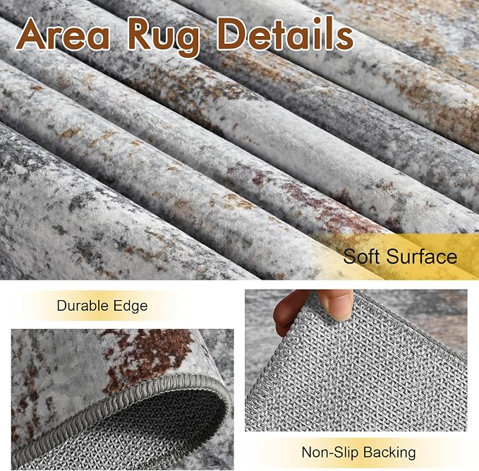 5x7 Ft Abstract Area Rugs for Living Room, Soft Non-Slip Modern Washable Rugs - Image 6