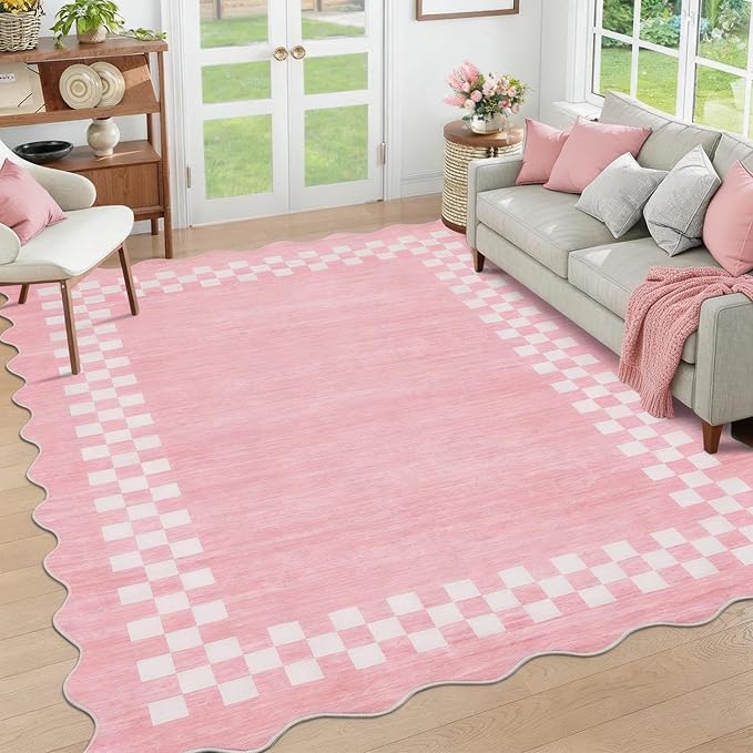 GarveeHome 8x10 Area Rug for Living Room Scalloped Washable Large Bedroom Rug by GarveeHome