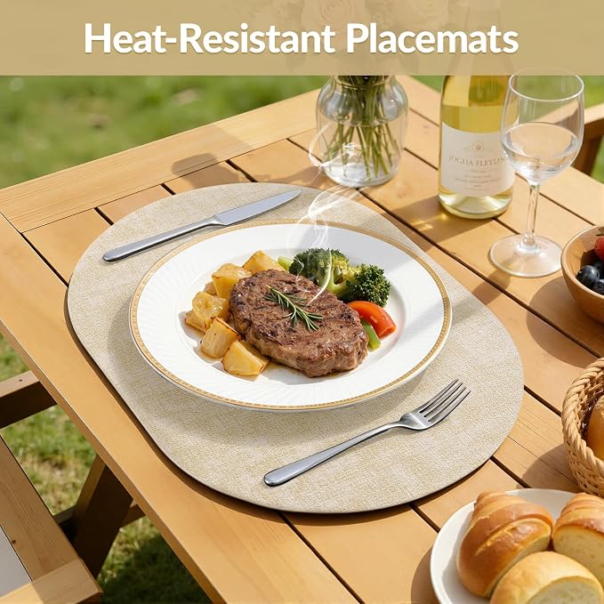 Placemats Set of 8, 11.8 x 17 Inch, Waterproof Wipeable Reversible PU Placemat - Image 4