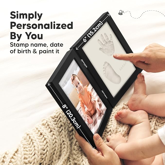 Baby Hand and Footprint Kit, Quick Dry Clay - Newborn Keepsake Feet and Handprint Kit, Nursery Picture Frame, Pet Dog Paw Prints,Personalized New Mom Gifts for Baby Showers & Registry(Onyx Black)