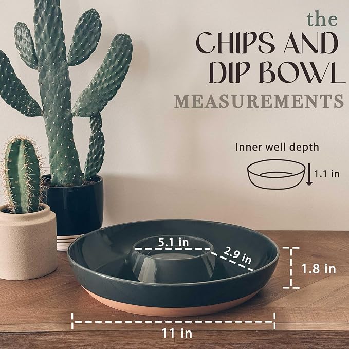 Mora Ceramic Chips and Dip Serving Tray: Large Divided Party Bowl Set - Image 2