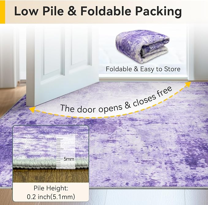 RELEANY Washable Area Rugs 8ft Non-Slip Modern Abstract Soft - Image 5