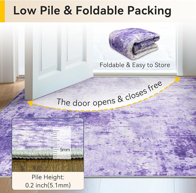 RELEANY Washable Area Rugs 2'x10' Non-Slip Modern Abstract Soft - Image 6