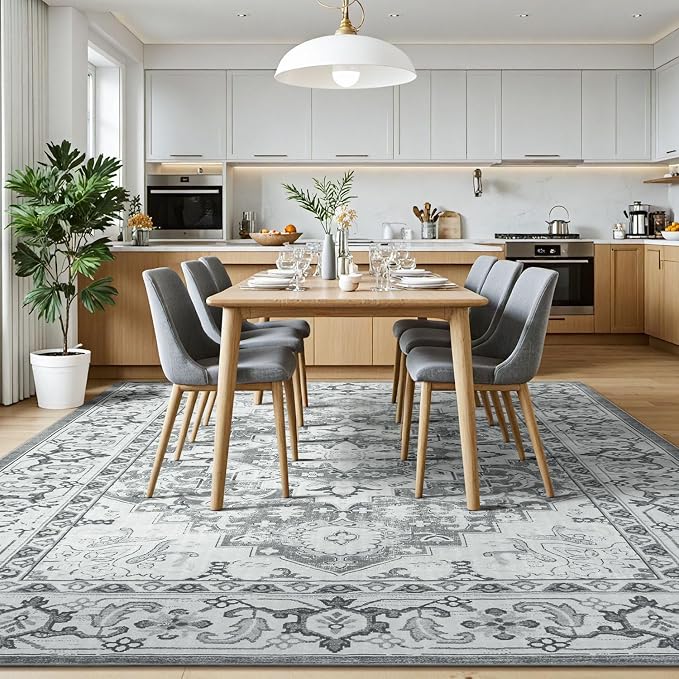 Lessymo Washable Area Rugs 6x9- Boho Area Rug Low Pile - Image 7