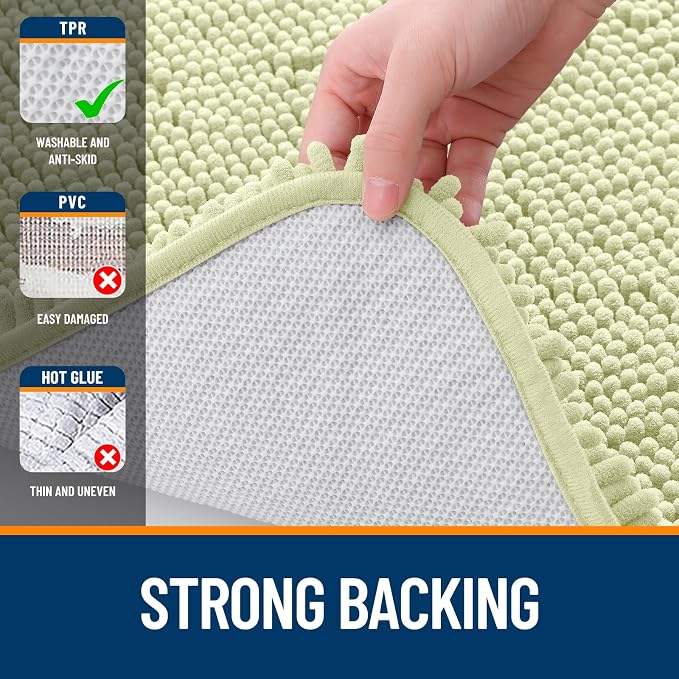 OLANLY Bathroom Runner Rugs 59x20, Soft Absorbent Chenille Bath Rugs, Rubber - Image 6
