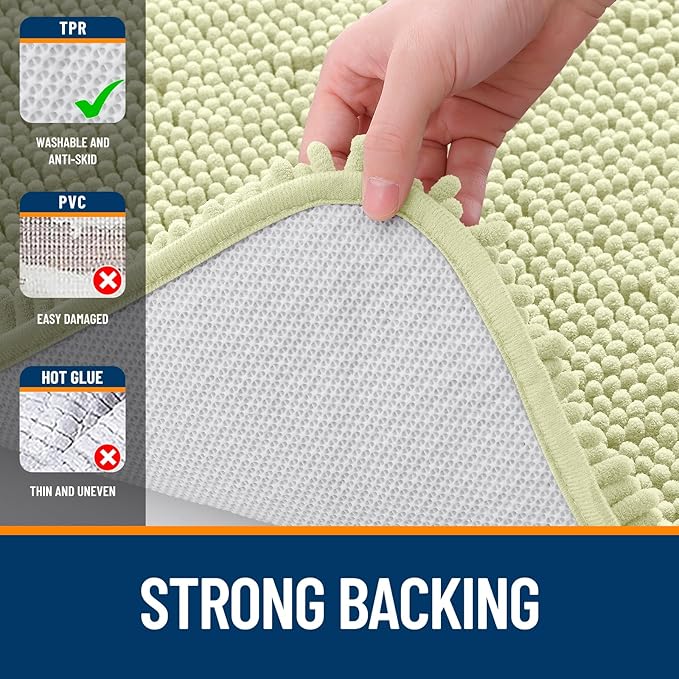OLANLY Bathroom Rugs 35x24, Extra Soft Absorbent Chenille Bath Rugs, Rubber - Image 6