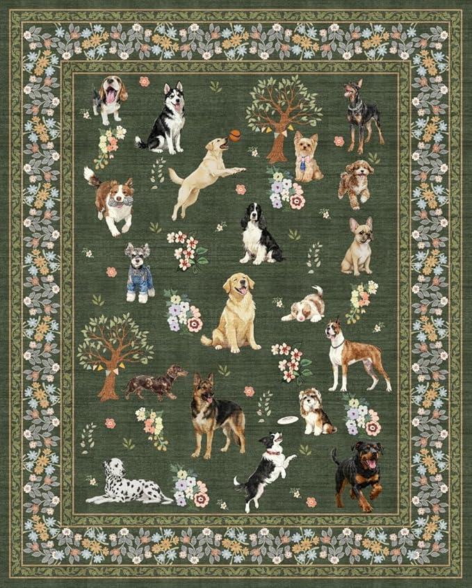 Dogs Area Rugs 5x7, Rug for Bedroom Ultra-Thin Soft, Non-Slip Washable Rugs by WelcometoBabovid