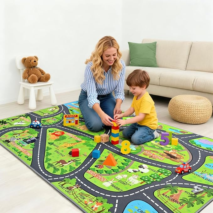 Zoo Adventure Kids Rug, Cute Animal Play Mat - Image 3