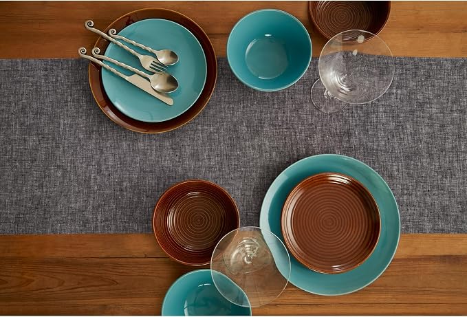 Solino Home 100% Pure Linen Table Runner Black Long, Athena 14 x 120 in | Table - Image 3
