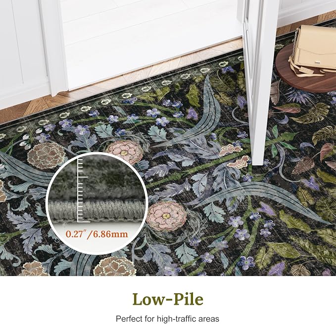 AMTOVO 5x7 Washable Area Rugs for Living Room, Vintage Boho Floral Distressed - Image 9