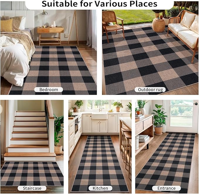 Tangsoo Checkered Easy Jute Rug, 3x5 Washable Area Rug - Image 7