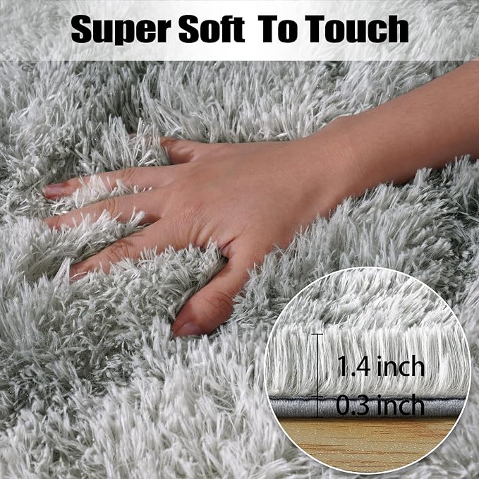 qulint 3x5 Area Rugs for Bedroom, Fluffy Soft Grey Rug for Kids Room Plush Shag - Image 2