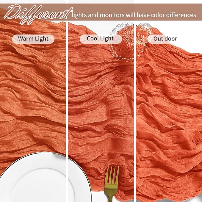 12 Pack Orange Cheesecloth Table Runner 17 x 108 Inch Gauze TableRunner Fabric - Image 4