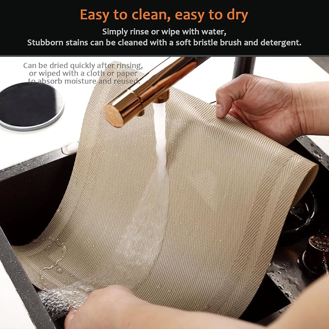 Khaki Vinyl Placemats Set of 12, Heat Resistant Table Placemats | 18x12 inch - Image 5