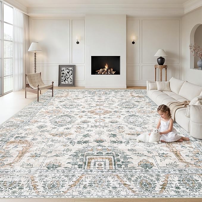 XLUEZ Area Rug 10x12 Living Room Rugs, Machine Washable Vintage Distressed Boho by XLUEZ