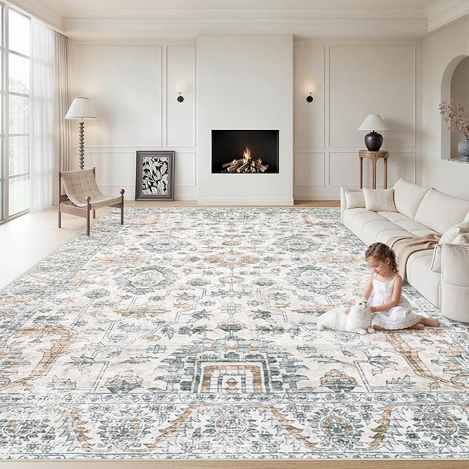 XLUEZ Area Rug 10x14 Living Room Rugs, Machine Washable Vintage Distressed Boho by XLUEZ