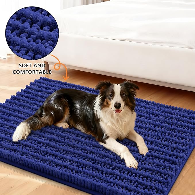 Smiry Dog Door Mat for Muddy Paws 47x24, Absorbent Dirt Trapper, Non-Slip - Image 2