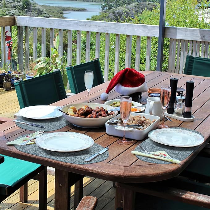 Placemats for Dining Table Set of 6 Non-Slip, Heat Resistant Oval Leather - Image 7
