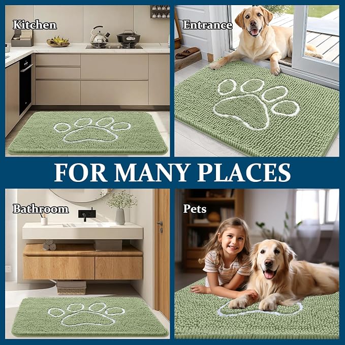 OLANLY Dog Door Mat for Muddy Paws 59x24, Paw Print Design, Absorbs Moisture - Image 8