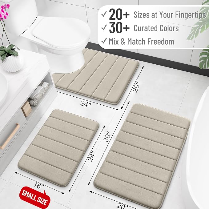 OLANLY Memory Foam Bath Mat 36x24, Super Soft Absorbent Bathroom Rugs, Quick Dry - Image 2