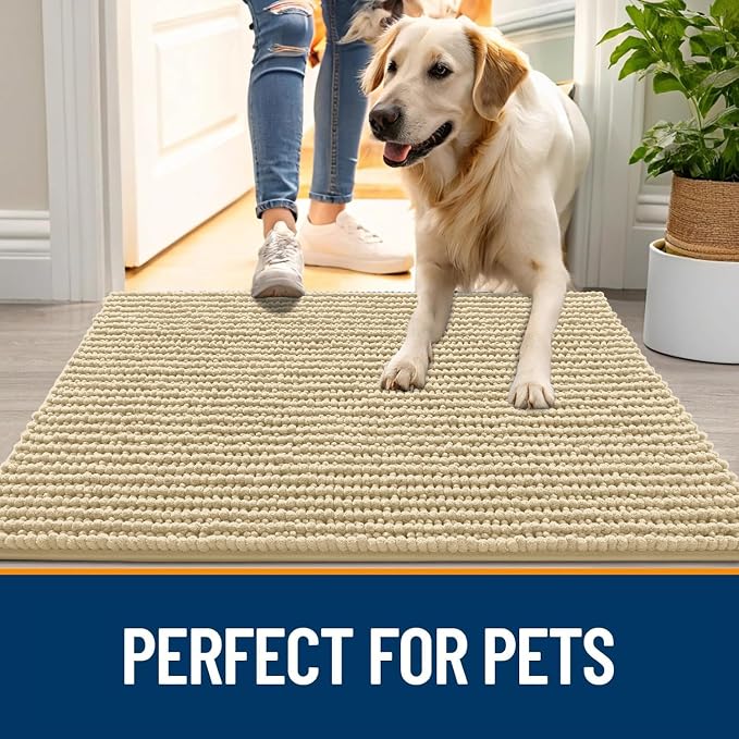 OLANLY Dog Door Mat for Muddy Paws 44x24, Ultra Absorbent Chenille Mud Doormat - Image 6