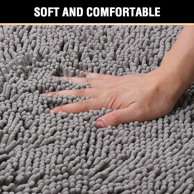 H.VERSAILTEX Microfiber Bath Rugs Chenille Floor Mat Ultra Soft Washable - Image 4