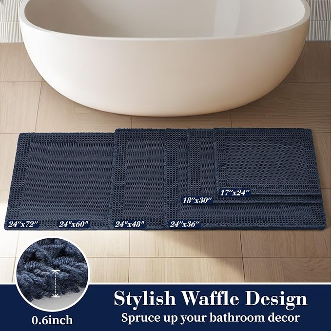 RESARE Waffle Bathroom Runner Rugs, Super Absorbent Bath Mat Non Slip Washable - Image 5