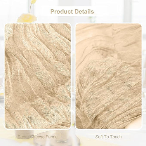 1 Pack Nude Cheesecloth Table Runner 35x120 Inch 10Ft Rustic Gauze Cheese Cloth - Image 2