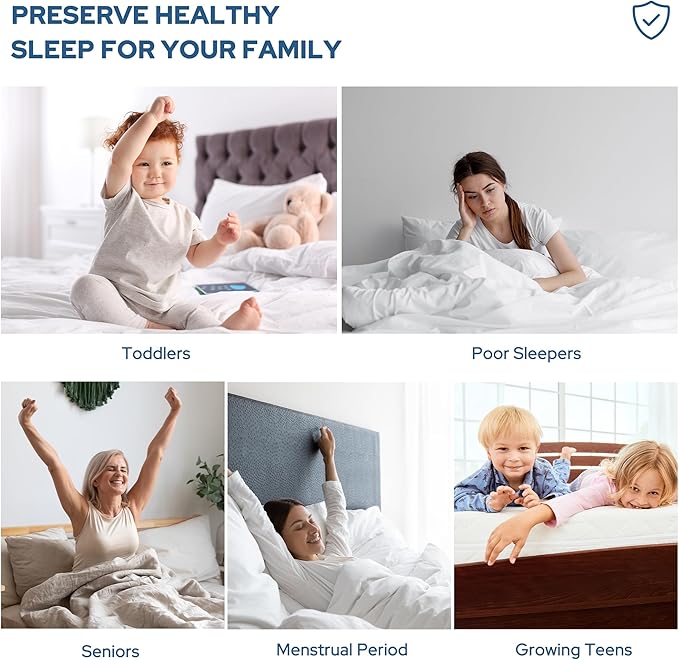 2 Pack Waterproof Mattress Protector, Full Size Mattress Pad with Deep Pocket 6"-15" Depth, Soft Breathable Dirt-Proof Single Bed Mattress Cover for Bedroom, Dorm Room (Navy Blue)