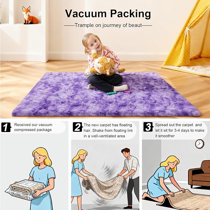 4x6 Rugs for Bedroom, Fluffy Area Rugs for Living Room, Small Fuzzy Shag Soft - Image 5
