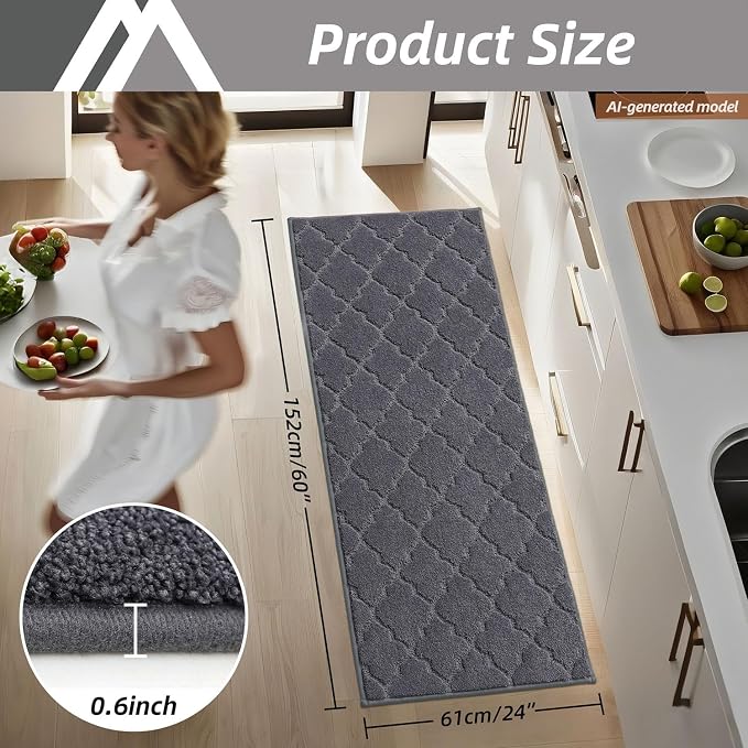 COSY HOMEER-Kitchen-Rugs-Non-Slip-Washable 24"x60" Absorbent Kitchen Runner Rug - Image 2