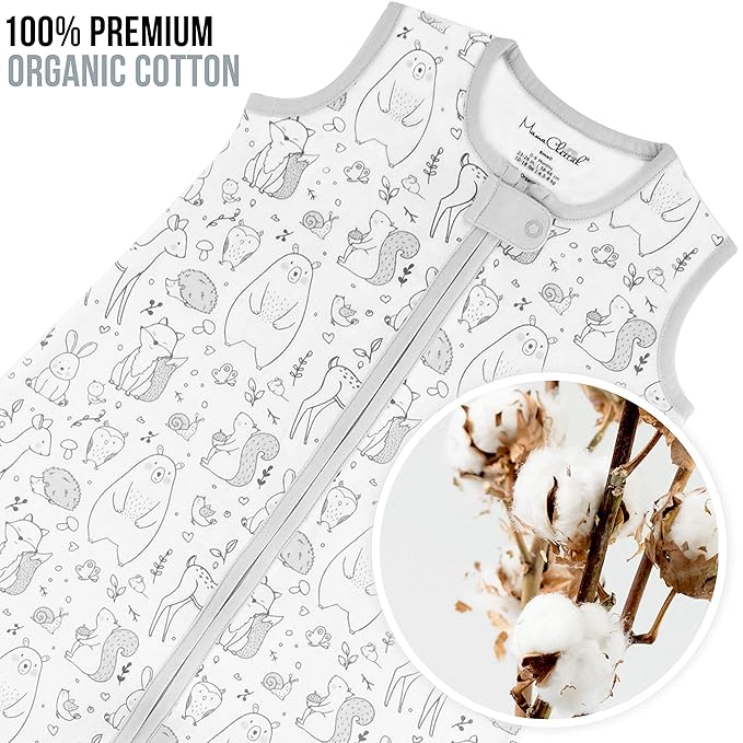 Baby Sleep Sack 1.0 TOG, Organic Cotton Baby Wearable Blanket with Two-Way Zipper, Swaddle Transition Baby Sleeping Bag, All-Season Sleep Sack for Newborn Infant Toddler Boy Girl, 18-24 Months, 1-Pack