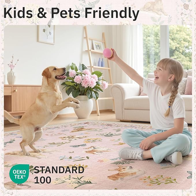 Soalmost Dog 8x10 Pink Area Rugs - Image 5