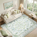 RELEANY Area Rugs 6'x9' Washable Non-Slip, Floral Vintage Distress Medallion by RELEANY